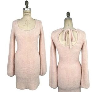 Lulus Fuzzy Sweater Dress Women M Pink Long Sleeve Valentines Coquette Soft Girl